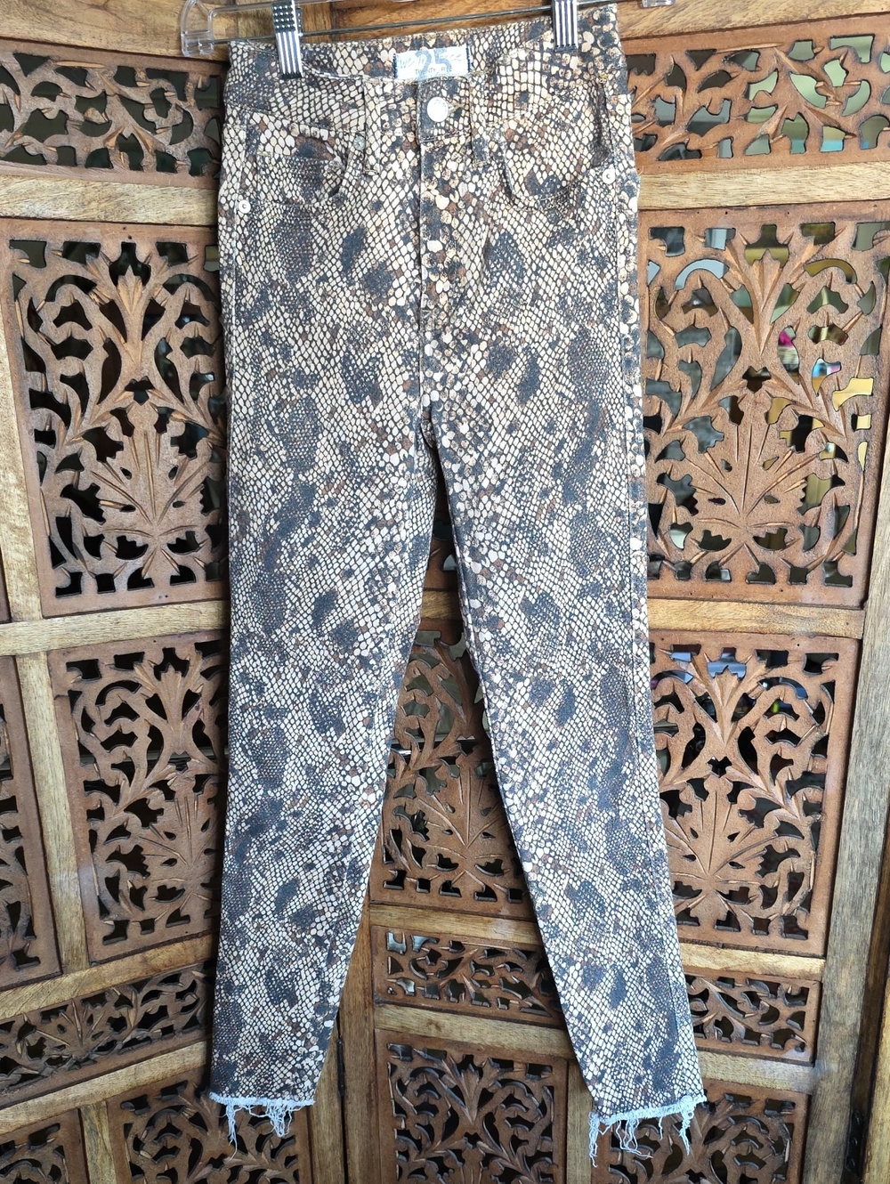 We The Free Snake-Print Skinny Jeans in Brown and Black